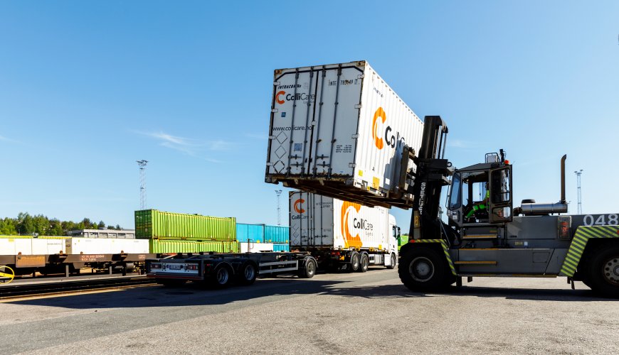 Container loaded on train